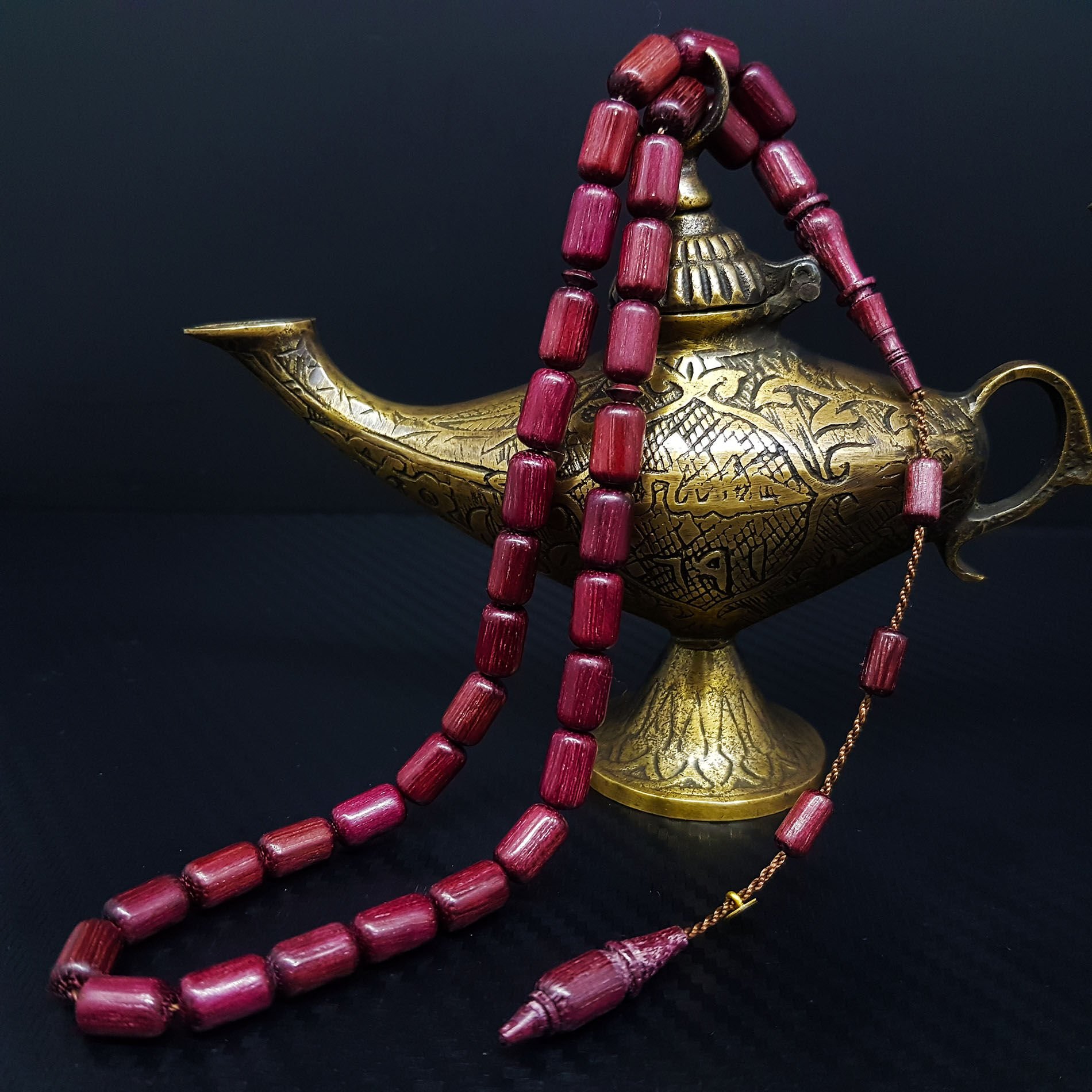 Usta İmzalı Mor Gül Ağacı Tesbih