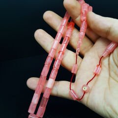 Pembe Kesme Sıkma Kehribar Tesbih