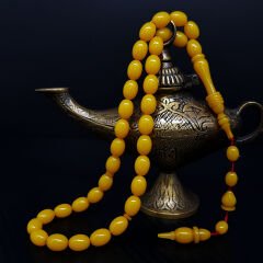 Sarı İmame Halkalı Sıkma Kehribar Tesbih